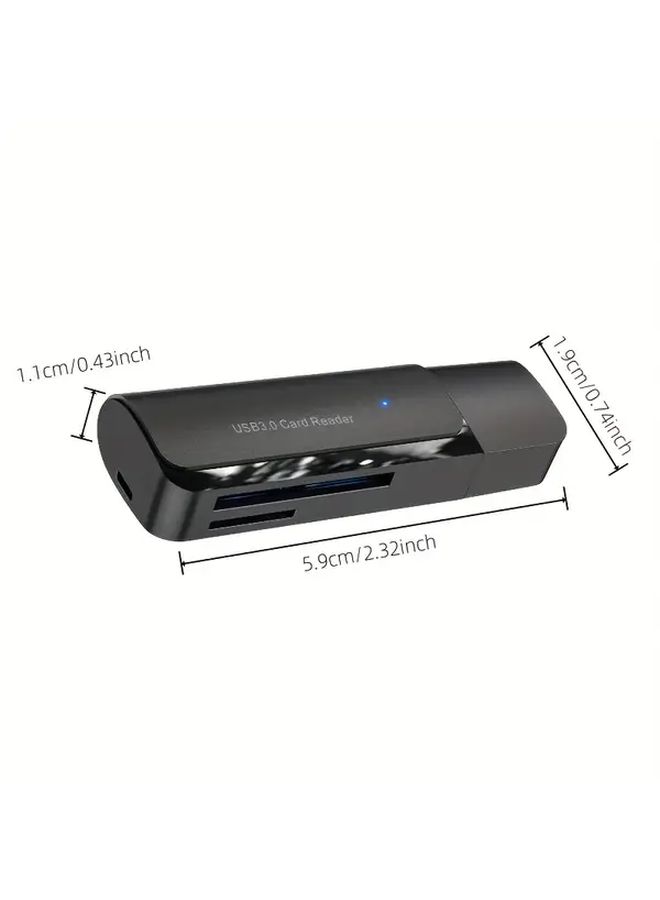 USB 3.0 Black Card Reader for SD TF Memory Cards Dual Slot ABS Material Plug Play for Digital Camera Laptop Tablet Smartphone No Battery Needed - Image 2