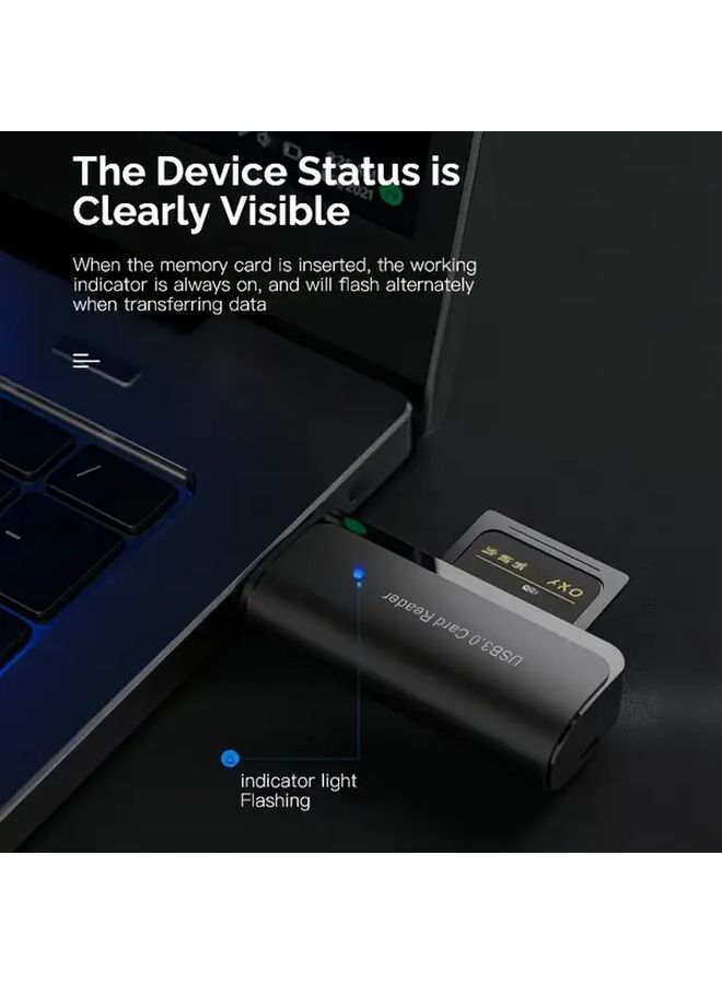 USB 3.0 Black Card Reader for SD TF Memory Cards Dual Slot ABS Material Plug Play for Digital Camera Laptop Tablet Smartphone No Battery Needed - Image 3