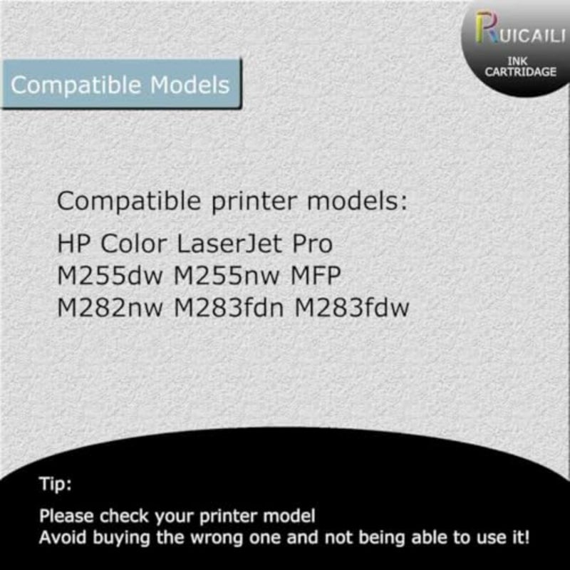 خرطوشة حبر متوافقة مع الطابعة HP Color LaserJet Pro M255dw/M255nw/M282nw/M283fdn/M283fdw، 207A، W2210A/W2211A/W2212A/W2213A، أسود، عالي الإنتاجية - Image 2