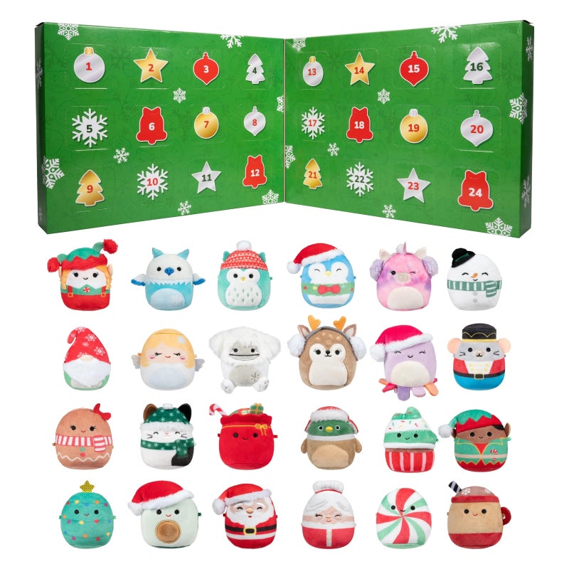 Christmas Advent Calendar: 24 Unique Mini Cartoon Dolls - Soft Hug-Friendly Festive Designs for Kids Holiday Countdown & Room Decoration - Image 1