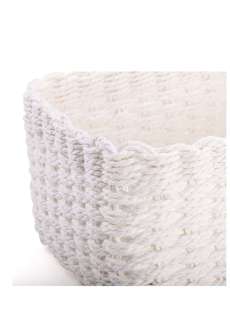 3 Pcs Durable Paper Rope Woven Storage Baskets, Braided Multipurpose Organizer Bins for Kids Baby Closets, Room Decor, Dog Cat Toys, Gift Baskets Empty - White 3 Sizes - Image 3