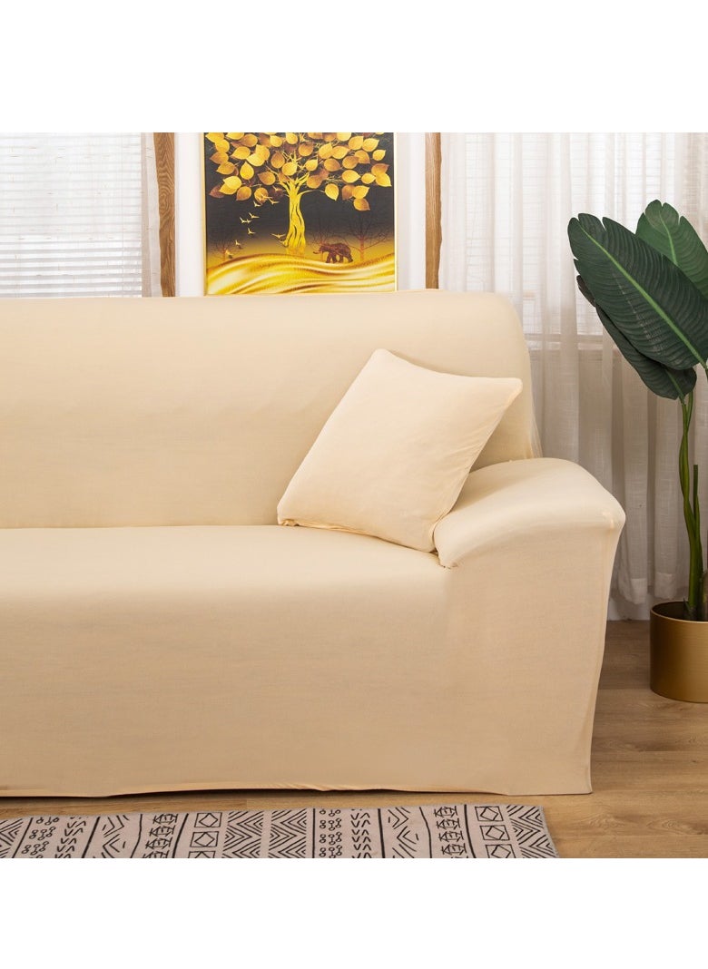 DUNISO Sofa cover, elastic sofa protective cover, anti slip furniture cover, anti fouling and wear resistant, suitable for all seasons, suitable for three seater sofas, 190 to 230cm，beige  - Image 2