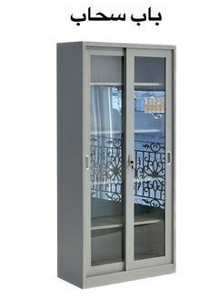 Living Metal Locker Cupboard With 5 Shelves Glass Doors Light Weight  Lateral Sliding Door Filing Storage Cabinet 180*85*39 CM  - Image 5
