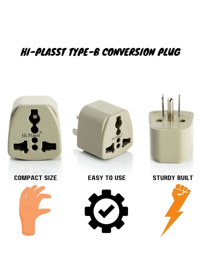 HI PLASST PINS N PLUGS HiPlasst Pack of 1 US Travel Adapter Converter 3 Pin Type B Plug with Universal Socket India to USA Converter for United States Canada Mexico Japan Taiwan Philippines  - Image 3