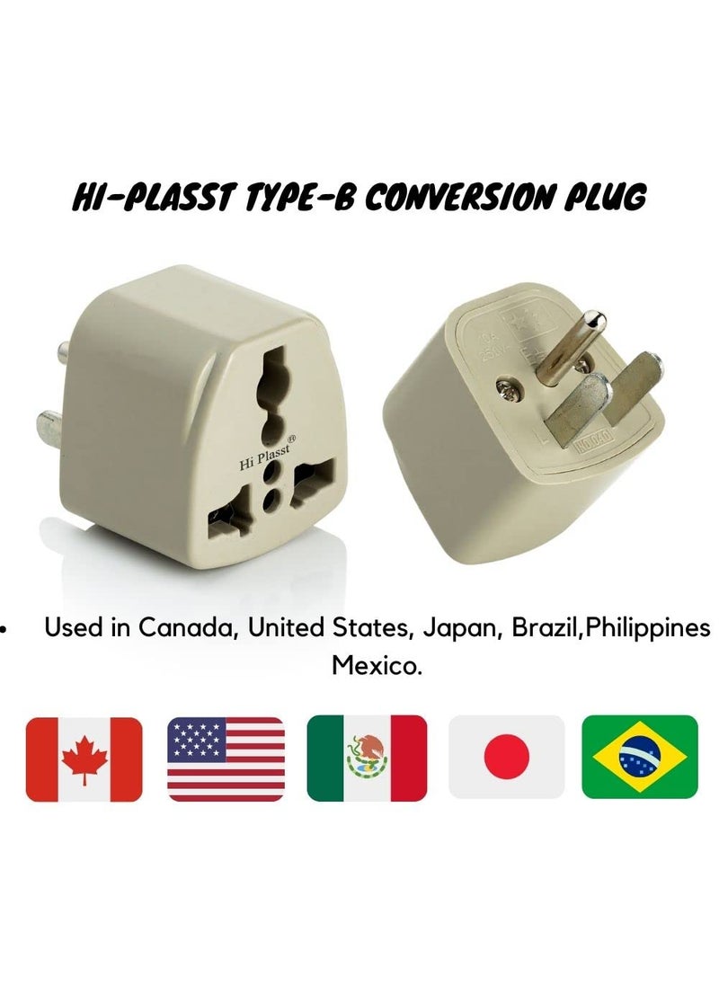 HI PLASST PINS N PLUGS HiPlasst Pack of 1 US Travel Adapter Converter 3 Pin Type B Plug with Universal Socket India to USA Converter for United States Canada Mexico Japan Taiwan Philippines  - Image 4