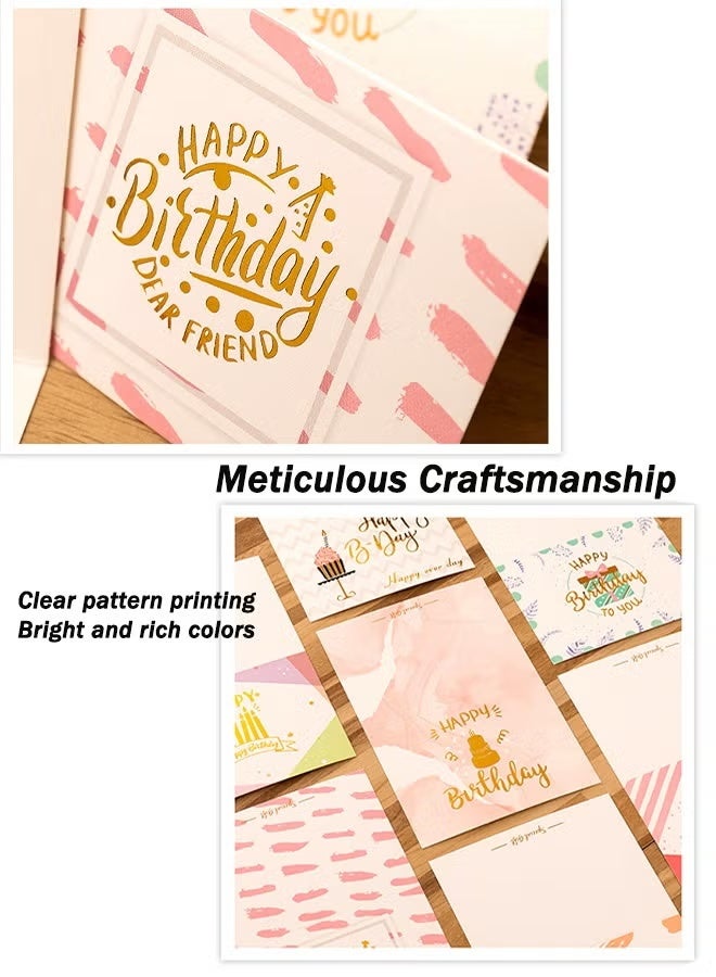 8 Pcs Birthday Greeting Cards with Envelopes DIY Birthday Bless Cards for Celebrations Bright Color Design for Warm Atmosphere for Friends Family - Image 5