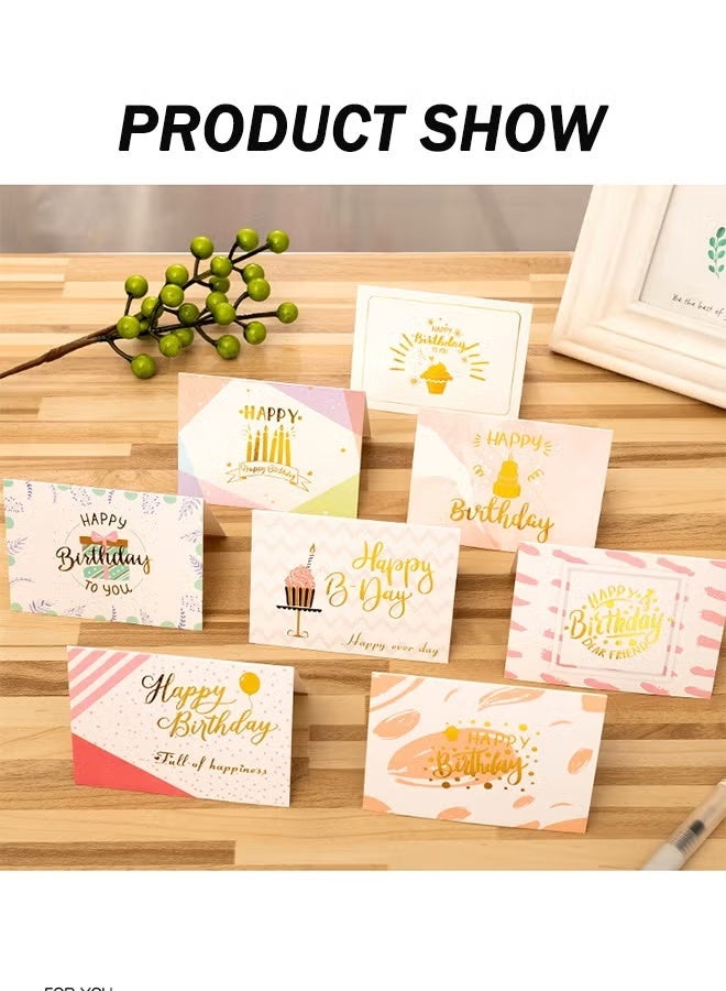 8 Pcs Birthday Greeting Cards with Envelopes DIY Birthday Bless Cards for Celebrations Bright Color Design for Warm Atmosphere for Friends Family - Image 4