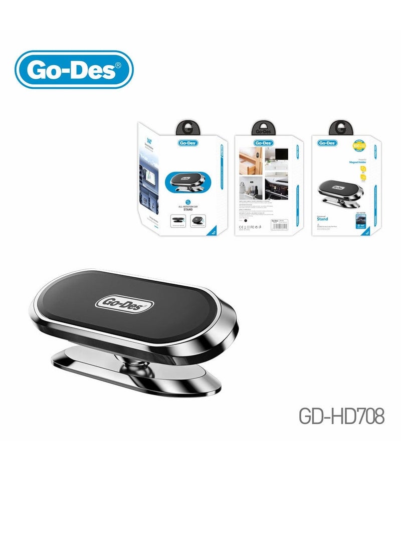 جو-ديز حامل مغناطيسي للهاتف والكمبيوتر اللوحي مصنوع من سبائك الألومنيوم يدور 360 درجة مناسب للسيارة والمنزل والمكتب - Image 1