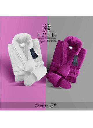 Couple Luxury Bathrobe Set Purple & White 2 Velour Bathrobe, 2 Velour Slippers - Unisex - pzsku/Z537EDCEF30EC3097DA7EZ/45/_/1701154170/33fe6a81-ea0d-4496-a4ff-7c830cc52d02