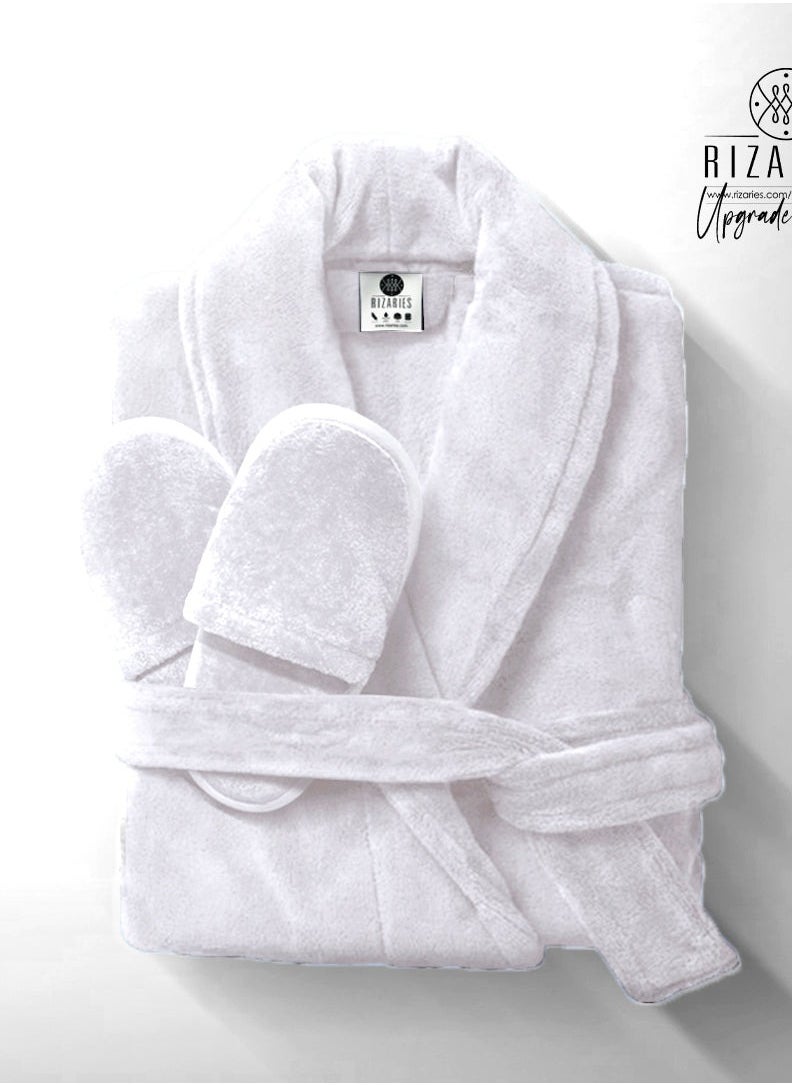 RIZARIES Couple Luxury Bathrobe Set Purple & White 2 Velour Bathrobe, 2 Velour Slippers - Unisex  - Image 2