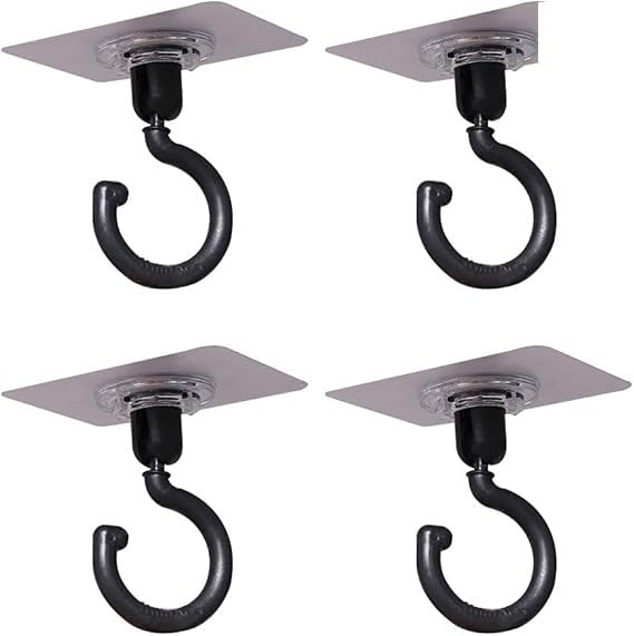 Nilpari Ceiling Hook Mount Brackets Heavy Duty Swivel Hooks 4Pack Black - Image 1
