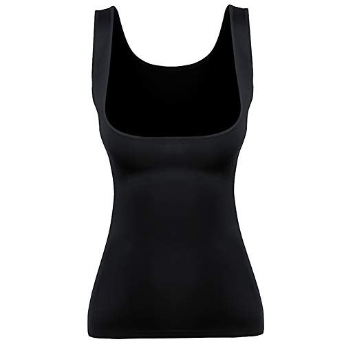 EUYZOU Women's Underbust Shapewear Tank Tops - Seamless Tummy Control Compression Camisole Tops Slimming Tank - Black L - Image 2