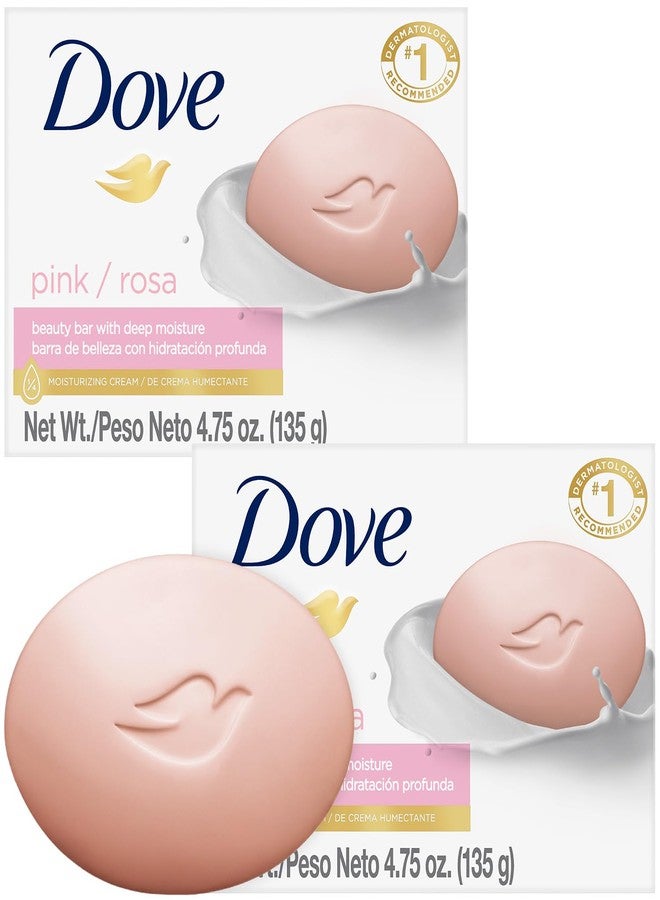 Dove Soap, Pink Beauty Bar 2-Pack - 3-in-1 Moisturizing Face, Body & Hand Soap, 4.75 Oz Ea - Image 1