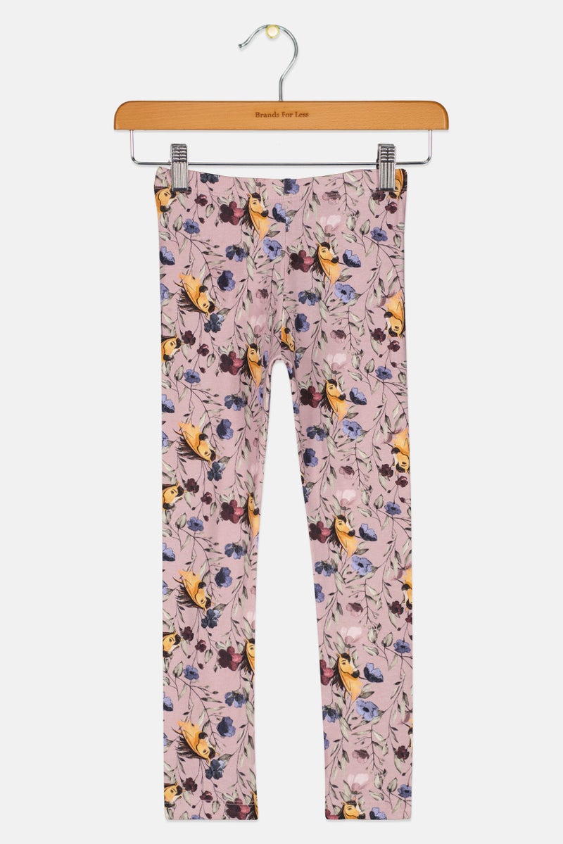 NAME IT Kids Girl Floral Pattern Pull On Leggings, Multicolor - Image 2