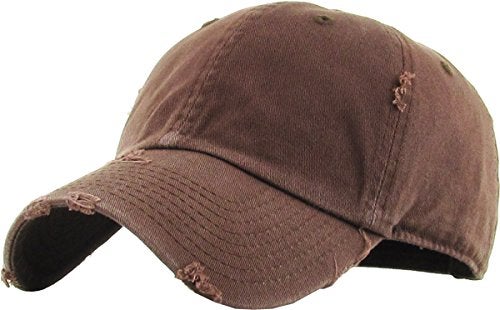 KBETHOS Vintage Washed Distressed Cotton Dad Hat Baseball Cap Adjustable Polo Trucker Unisex Style Headwear (Vintage) Brown Adjustable - Image 1