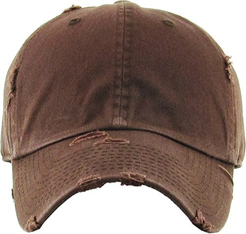 KBETHOS Vintage Washed Distressed Cotton Dad Hat Baseball Cap Adjustable Polo Trucker Unisex Style Headwear (Vintage) Brown Adjustable - Image 2