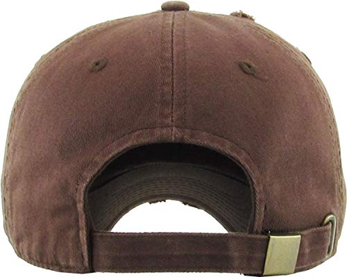 KBETHOS Vintage Washed Distressed Cotton Dad Hat Baseball Cap Adjustable Polo Trucker Unisex Style Headwear (Vintage) Brown Adjustable - Image 3