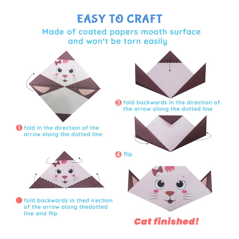 NISCHA Origami Kit for Kids Ages 5-16, 116 pages with 54 Patterns & Instruction Book | Origami Paper Kit for Beginners & Advanced | Arts & Crafts Toys for Girls & Boys Ages 8-12 | Birthday & Christmas Gifts - Image 5