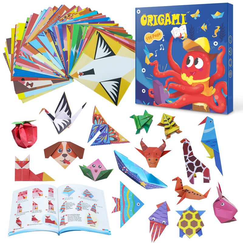 NISCHA Origami Kit for Kids Ages 5-16, 116 pages with 54 Patterns & Instruction Book | Origami Paper Kit for Beginners & Advanced | Arts & Crafts Toys for Girls & Boys Ages 8-12 | Birthday & Christmas Gifts - Image 1