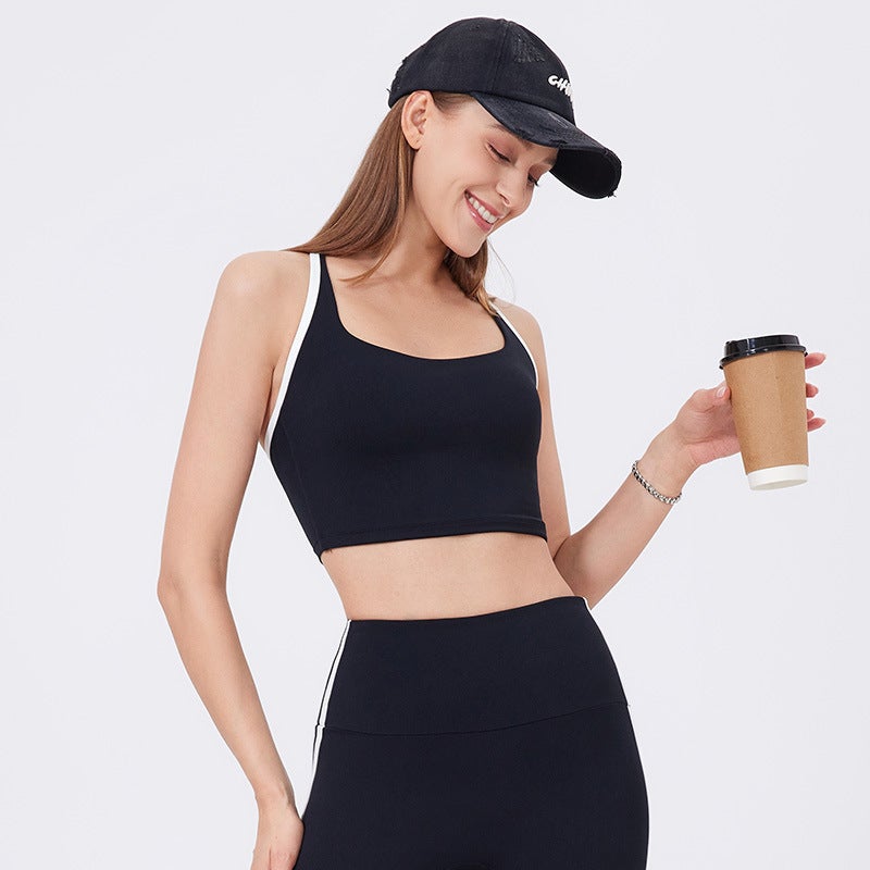 Naked Yoga Suit Bra Adjustable Thin Shoulder Strap Fitness American Girl One Cup Quick-Drying Breathable Sports Vest - Image 1