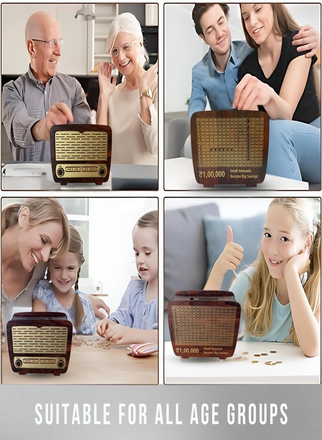 CRYA Wooden Money Saving Box for Adult 100000, Small Amount Become Big Saving Wooden Piggy Bank 100000, 1 Lakh Money Saving Box for Kids, Reusable Cash Wood Piggy Bank for Adults with Numbers - Image 4