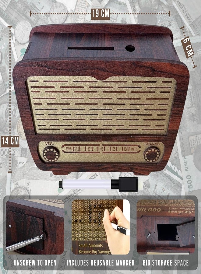 CRYA Wooden Money Saving Box for Adult 100000, Small Amount Become Big Saving Wooden Piggy Bank 100000, 1 Lakh Money Saving Box for Kids, Reusable Cash Wood Piggy Bank for Adults with Numbers - Image 5