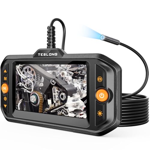 Teslong Endoscope Borescope with Light, Snake Inspection Camera for Automotive Engine, Waterproof Fiber Optic Camera for Mechanics - Ideal for Wall, Vent, Wire Video Scope (16.5FT) - Image 1