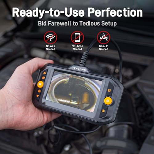 Teslong Endoscope Borescope with Light, Snake Inspection Camera for Automotive Engine, Waterproof Fiber Optic Camera for Mechanics - Ideal for Wall, Vent, Wire Video Scope (16.5FT) - Image 2