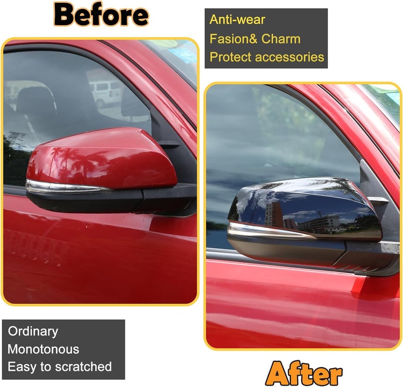 CHEAYAR Door Rear View Mirror Cover Cap for Toyota Tacoma 2015-2022 - ABS Side Mirror Cover Trim (Piano Black) - Image 2