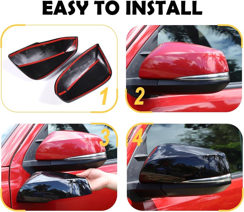 CHEAYAR Door Rear View Mirror Cover Cap for Toyota Tacoma 2015-2022 - ABS Side Mirror Cover Trim (Piano Black) - Image 5