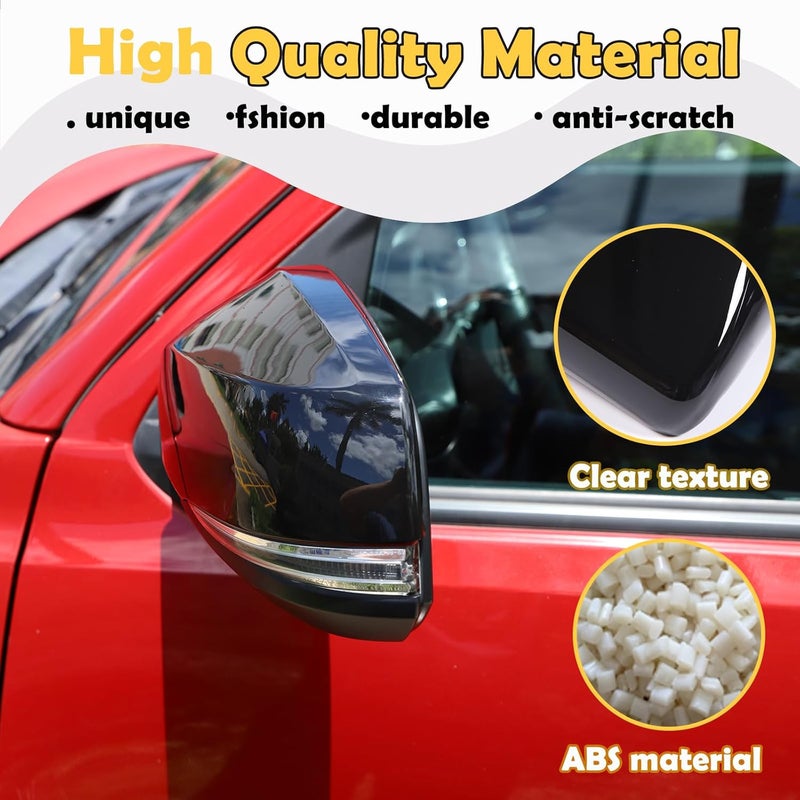 CHEAYAR Door Rear View Mirror Cover Cap for Toyota Tacoma 2015-2022 - ABS Side Mirror Cover Trim (Piano Black) - Image 3