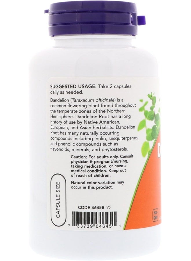 Now Foods Dandelion Root 500 mg 100 Veg Capsules - Image 3