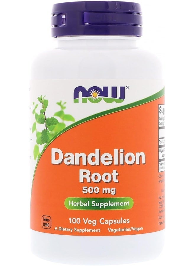 Now Foods Dandelion Root 500 mg 100 Veg Capsules - Image 1