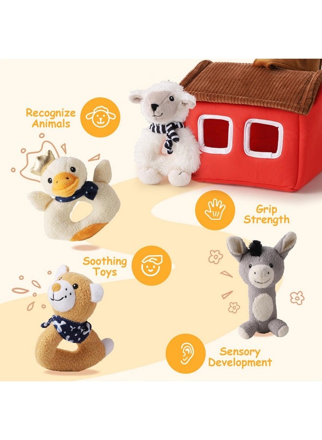 iPlay, iLearn Baby Toys 3 6 12 Month Newborn Gifts, Infant Soft Farm Stuffed Animal Rattles Plush Barn, Boy Girl Stuff, Shower Basket Stuffer, Sensory Hand Development Toy 0 2 4 7 9M 1 Yr - Farm - Image 4