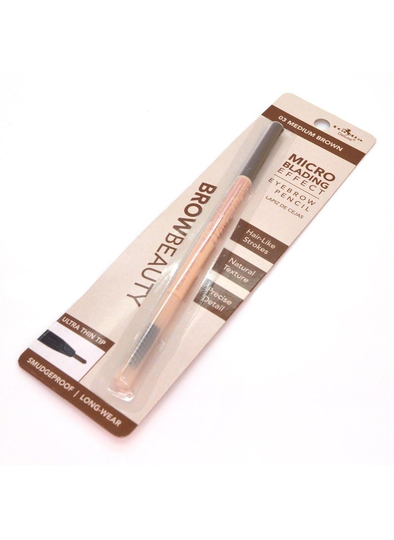 Italia Deluxe Italia Deluxe Pick 1 x BrowBeauty Microblading Effect Eyebrow Pencil Ultra Slim IT800NEW  Zipper Bag 03  Medium Brown 