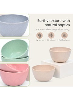 Eha Eha EarthFriendly Set of 4 Dip Bowls for Kitchen 175 ml Made with Bamboo Fibers Rice Husk Microwave Safe Bowl Set for Hot Cold Serving Bowls Multicolor  - Image 3