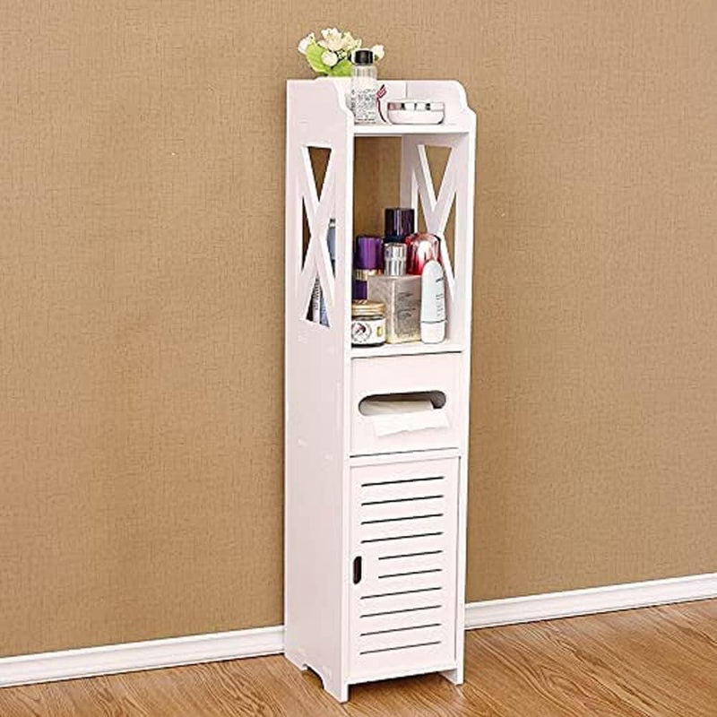 LINGWEI Small Bathroom Cabinet Bathroom Storage Corner Floor Cabinet with Door and Shelf, Thin Toilet Vanity Cabinet Narrow Bath Sink Organizer Towel Holder For Home Bathroom - Image 4