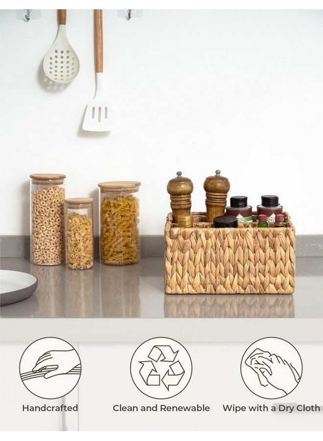 StorageWorks Hand-Woven Wicker Silverware Organizer - Water Hyacinth Cutlery Holder for Countertop with Handle (1-Pack) - Image 4