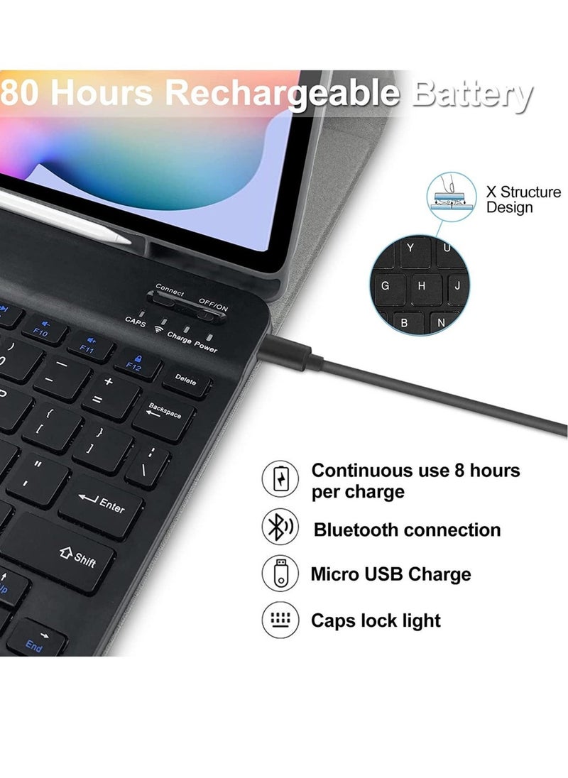 Keyboard Case for Samsung Galaxy Tab S6 Lite 10.4" (SM-P610/P615/P613/P619, 2020/2022) – Lachesis Business Leather Folio Cover with Detachable Magnetic Bluetooth Keyboard & S-Pen Holder (Black) - Image 2