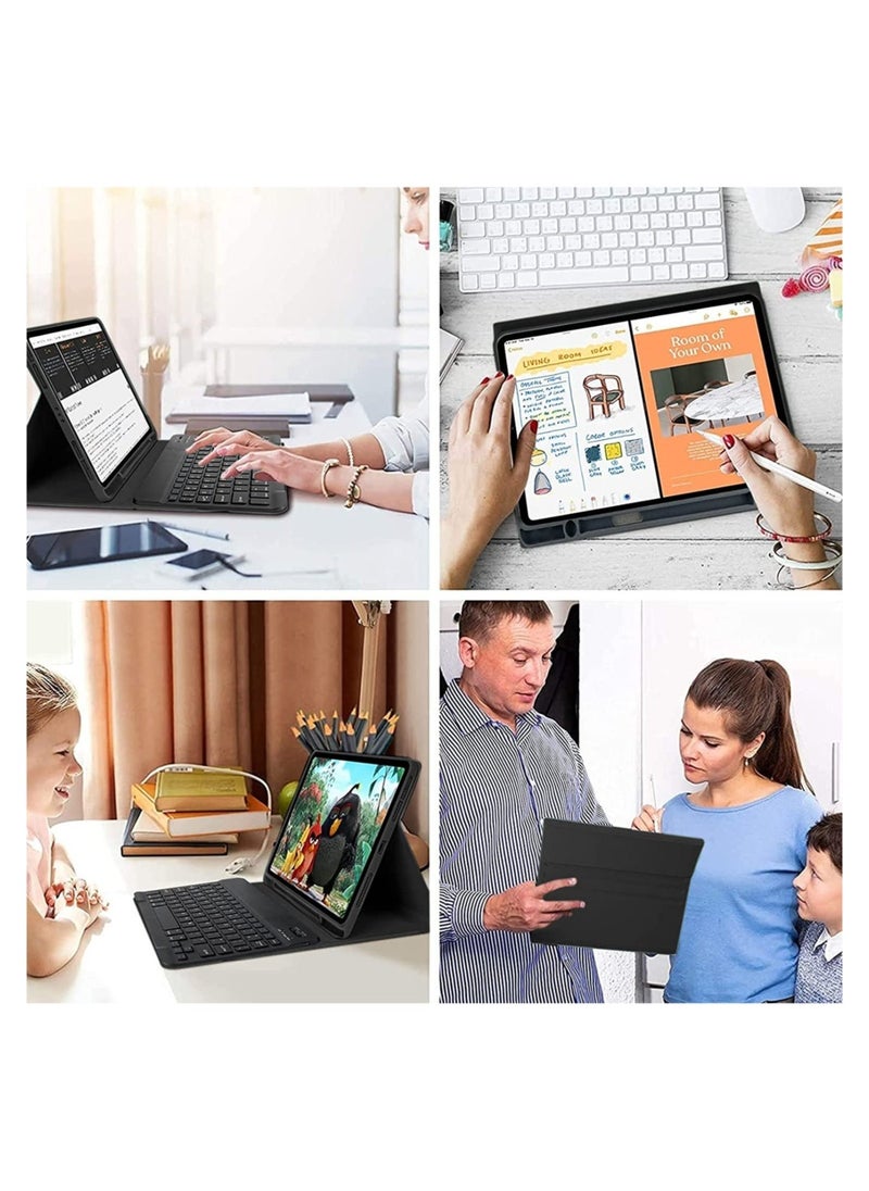 Keyboard Case for Samsung Galaxy Tab S6 Lite 10.4" (SM-P610/P615/P613/P619, 2020/2022) – Lachesis Business Leather Folio Cover with Detachable Magnetic Bluetooth Keyboard & S-Pen Holder (Black) - Image 5