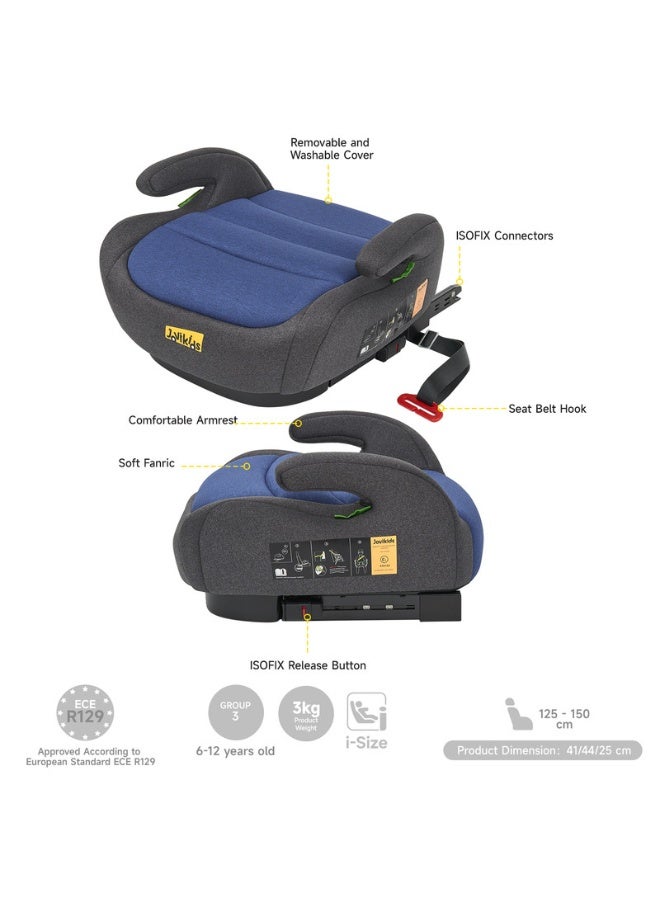Jovikids مقعد سيارة محمول أوهُو I-Size مع ISOFIX، 125 - 150 سم (المجموعة 2/3، 6-12 سنة)، ECE R129، أزرق - Image 4