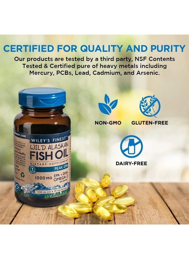 Wiley's Finest Wild Alaskan Fish Oil Peak EPA - Triple Strength Peak EPA and DHA - 1000mg Omega-3s, SQF-Certified - 60 Softgels (60 Servings) - Image 2