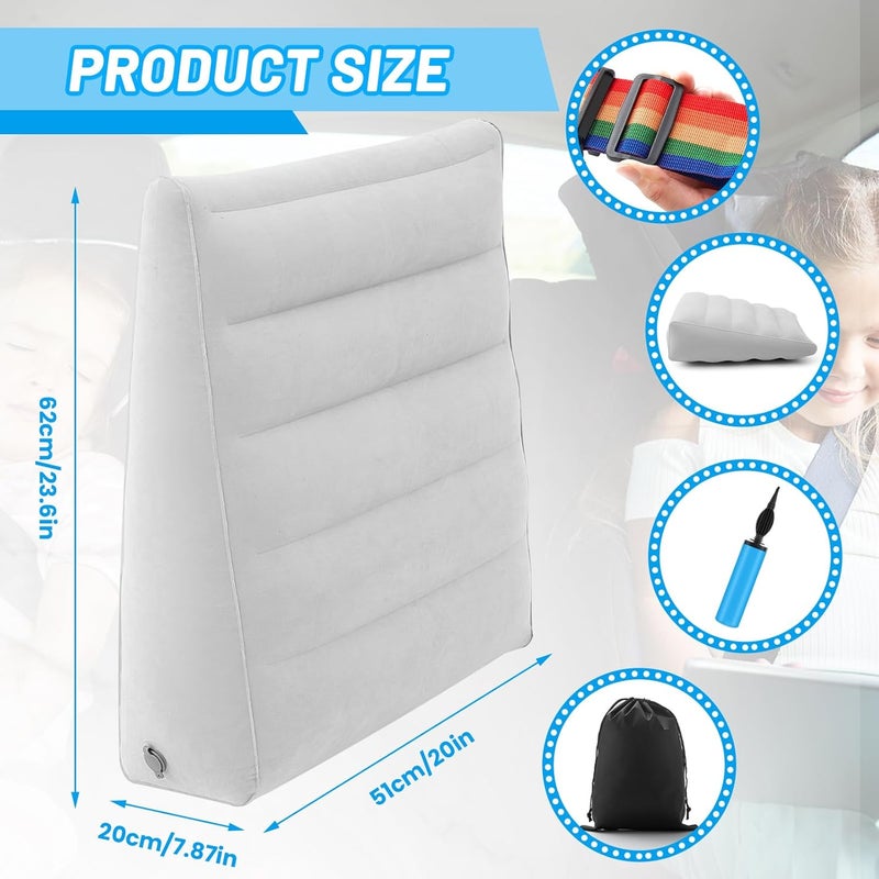 BBTO فاصل مقعد السيارة القابل للنفخ من BBTO - مسند قدم لمقاعد الأطفال للسفر الجوي - مسند مقعد محمول للأطفال لوقف الشجار - فاصل المقعد الخلفي المحمول لتقليل التوتر للآباء أثناء القيادة الطويلة - رمادي - Image 2