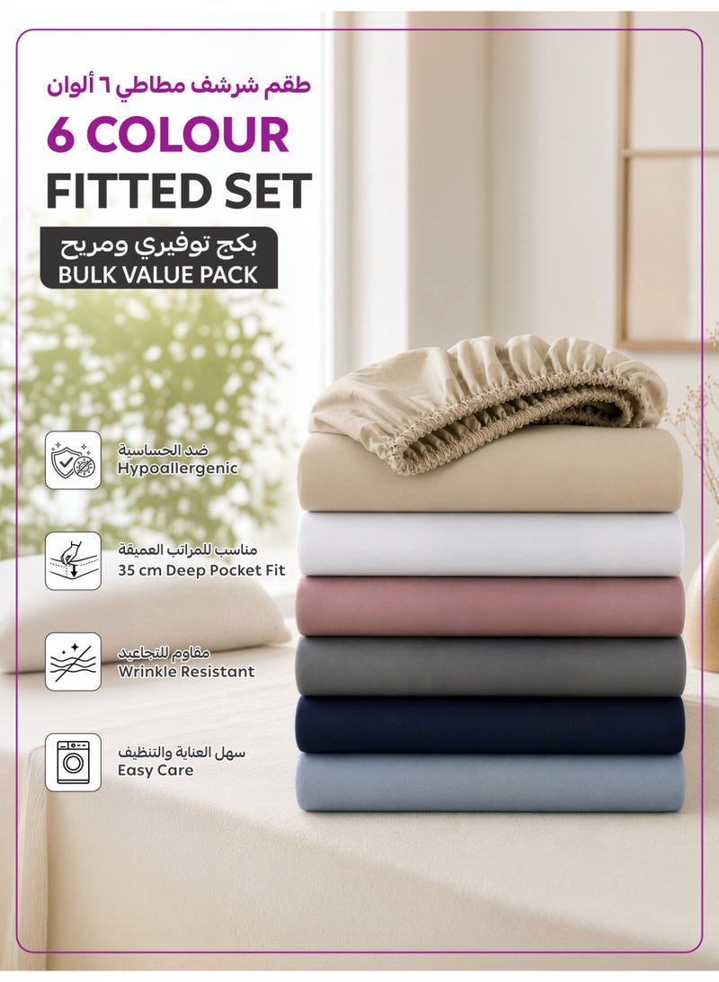 Donetella Super King Fitted Sheets 200x200 cm – Multicolor Pack of 6 | OEKO-TEX Certified Brushed Microfiber | Deep Pocket with 360° All-Round Elastic | Ultra Soft, Wrinkle Resistant, Easy Care | Safe for Sensitive Skin - Image 3