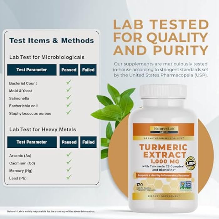 Nature's Lab Turmeric Curcumin C3 Complex 1000mg - Turmeric Extract 1000mg & BioPerine 5mg Standardized to 95%, Promotes Cardiovascular, Immune, Joint, Skin Health - 120 Capsules (60 Day Supply) - Image 4