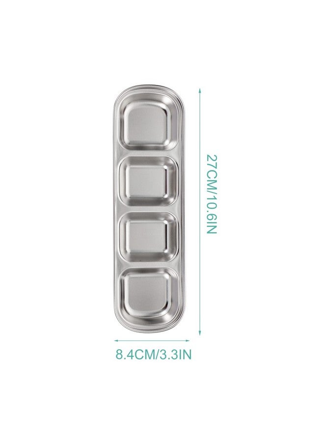 NUOBESTY Compartment Pet Tray Food Bowls: 2pcs Stainless Steel Cat Bowl Divided Pet Dishes Bowls for Kitten Small Dogs Food Water Feeder - Image 2