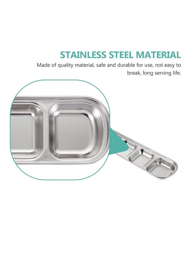 NUOBESTY Compartment Pet Tray Food Bowls: 2pcs Stainless Steel Cat Bowl Divided Pet Dishes Bowls for Kitten Small Dogs Food Water Feeder - Image 5