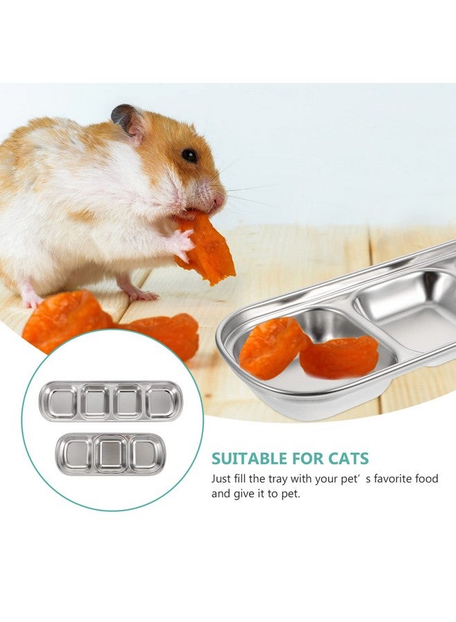 NUOBESTY Compartment Pet Tray Food Bowls: 2pcs Stainless Steel Cat Bowl Divided Pet Dishes Bowls for Kitten Small Dogs Food Water Feeder - Image 3