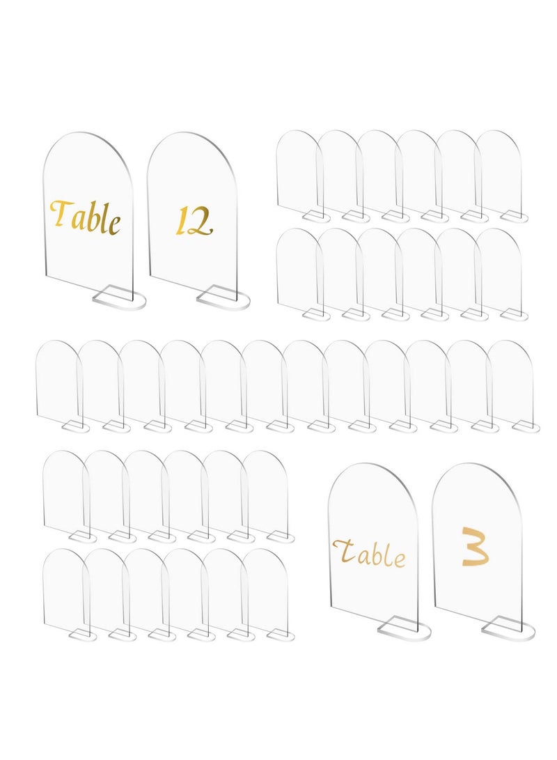 SYOSI Clear Arch Acrylic Signs with Stands, 20Pcs Acrylic Blank Plate Seating Cards Arched Round Top Guest Names Cards Table Numbers for Wedding Party Event Decor  - Image 1