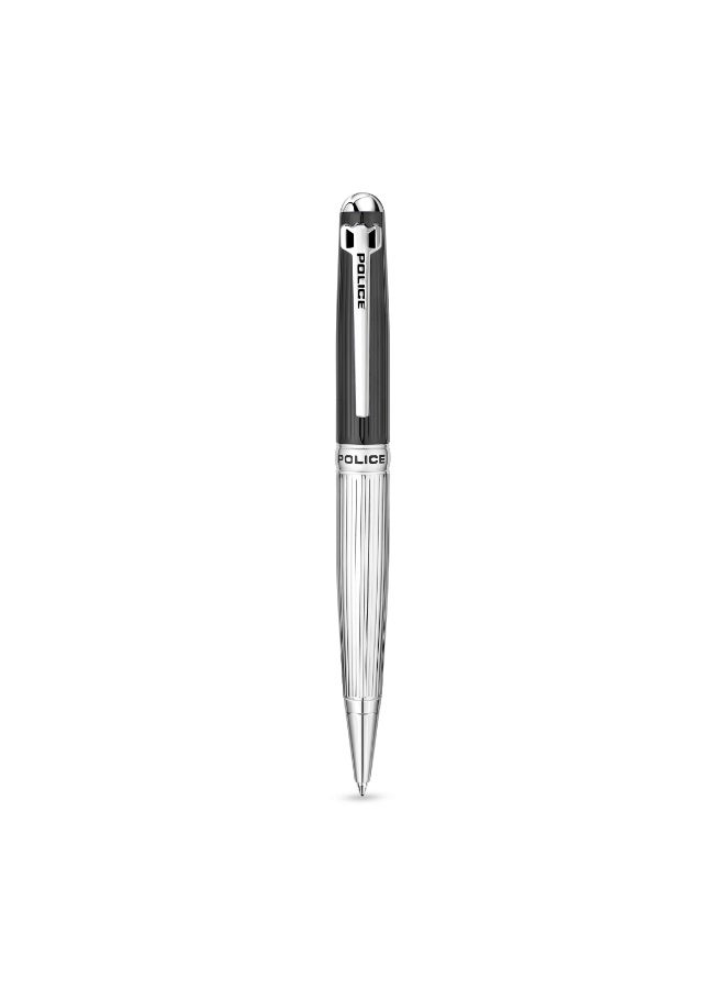 POLICE Clarendon Pen with Grey Upper Barrel – Stainless Steel, Light Brass Plating